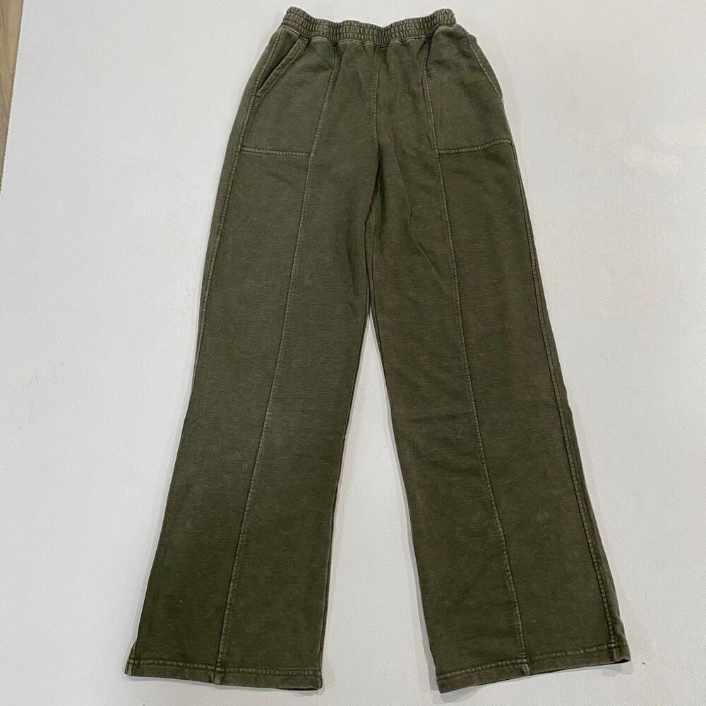 Rae Mode Olive Wide Leg Sweatpants Women’s Size M Cotton Blend Lounge Pants